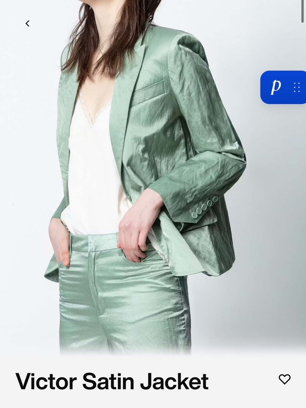 Zadig & Voltaire Mint Green Satin Blazer